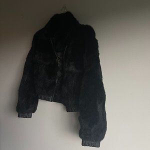 Vintage Fur Bomber Jacket